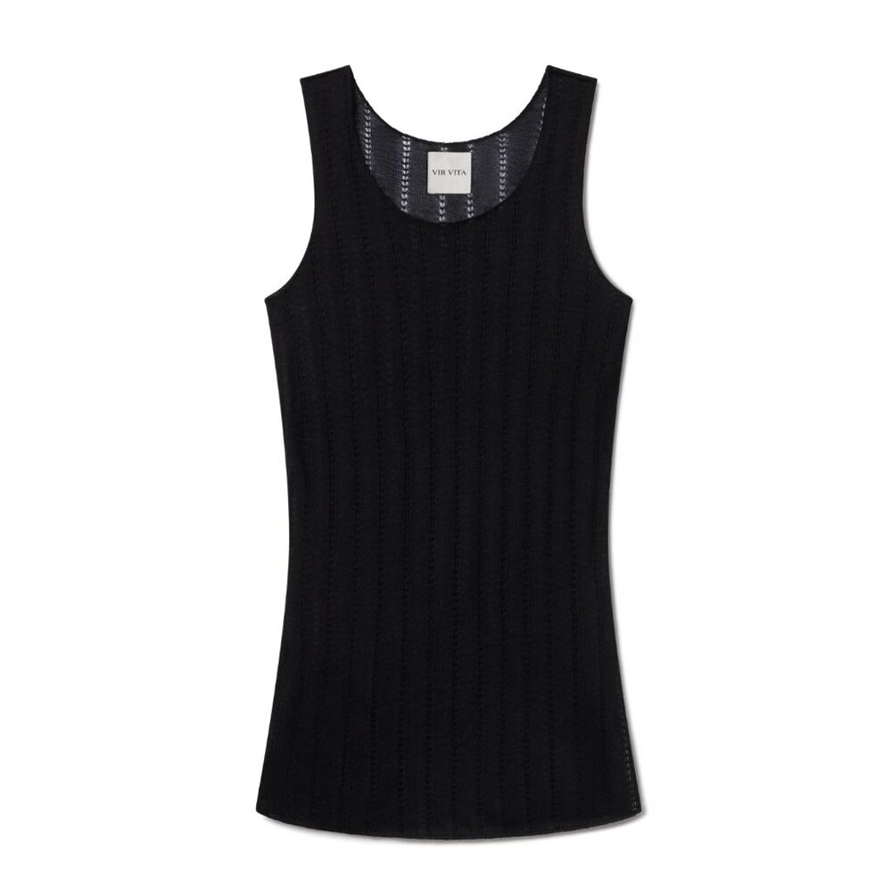 VIR VITA Sylvie Cashmere Knit Lightweight Black Tank Top $215 NWT XS